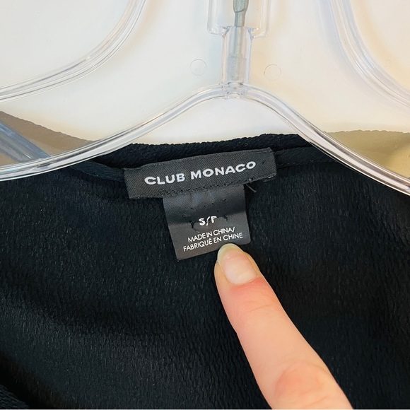 🏷️ 2/$20 Club Monaco Black Silk Blouse with Leather Detail - Picture 5 of 6